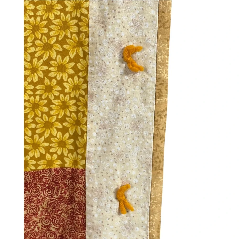 Handmade Full Size Quilt 70x84 Earth Tone Patchwork Tied Farmhouse Bedding